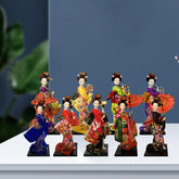 0907BA Ethnic Japanese Geisha Dolls Resin Kimono Dolls Miniature Figurines  Vintage Style Lady Statue for Home Tabletop Decoration